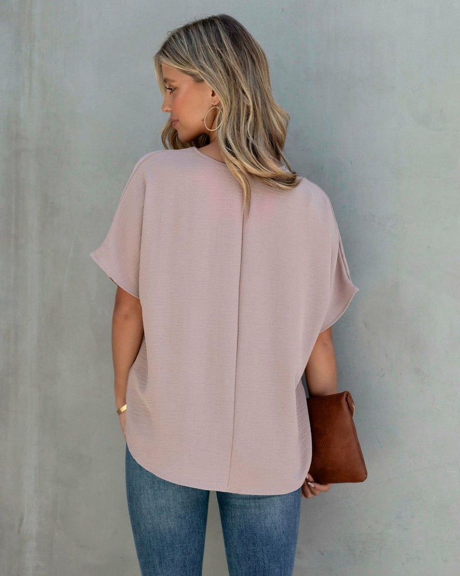 Clothing * | Entr-001 Cohen V-Neck Short Sleeve Blouse Latte