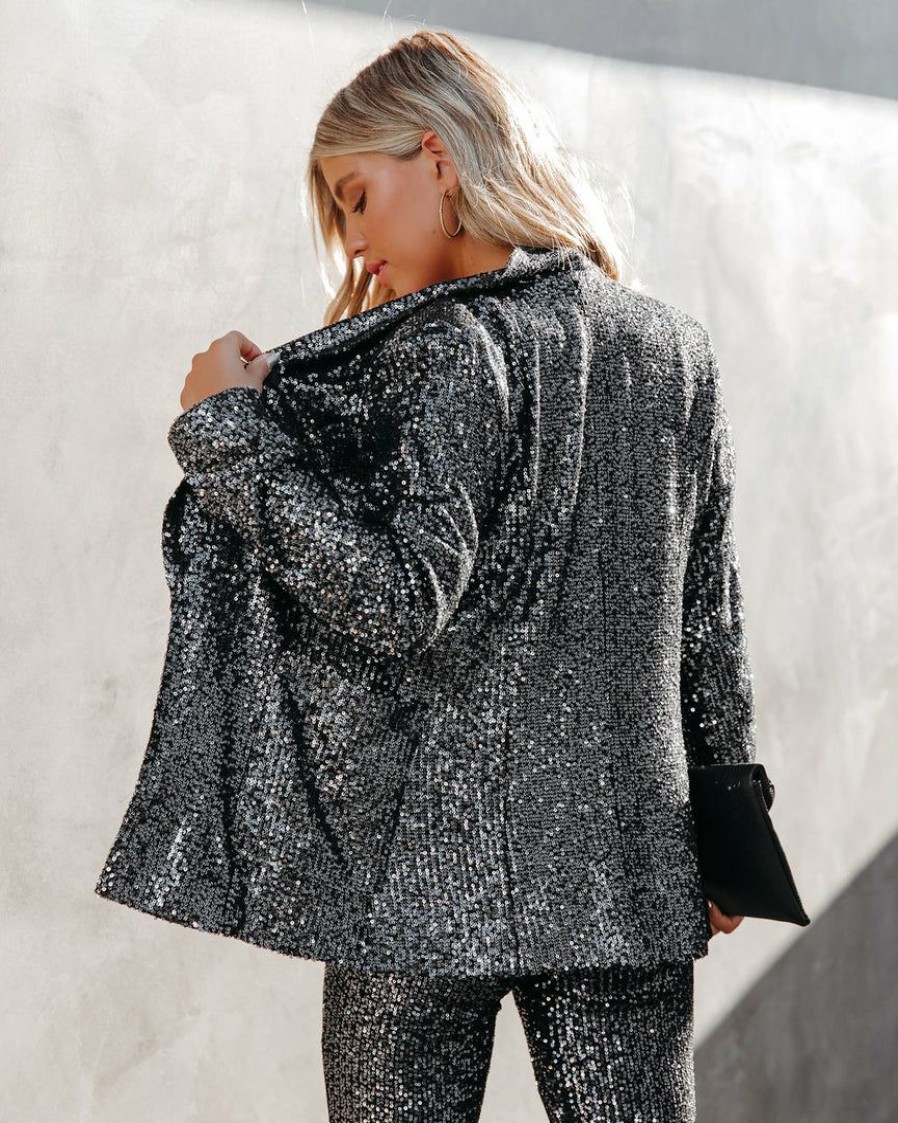 Clothing * | On T-001 Sequin And The City Pocketed Blazer Final Sale