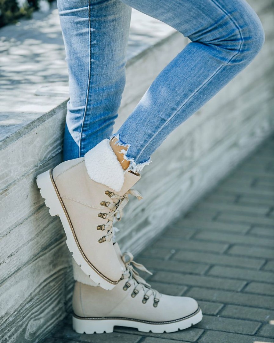 Shoes * | Free-002 Grady Sherpa Lace Up Boot Shoes