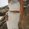 Clothing * | Fore-001 Passionate Crochet Halter Top Cream Final Sale