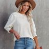 Clothing * | Davi-001 Carter Puff Sleeve Knit Top Cream Final Sale