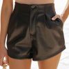 Clothing * | Baga-001 Vany Pocketed High Rise Faux Leather Shorts Black Final Sale Bottoms