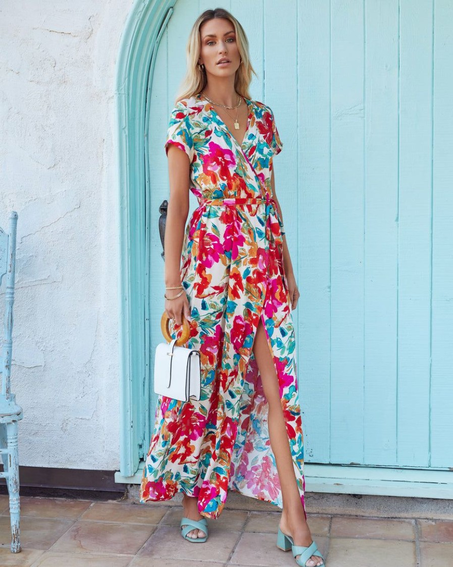 Clothing * | Oliv-001 What In Carnation Bardot Wrap Maxi Dress Sweet Summertime