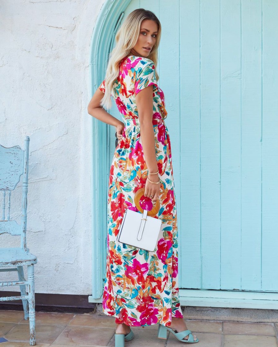 Clothing * | Oliv-001 What In Carnation Bardot Wrap Maxi Dress Sweet Summertime