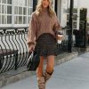 Clothing * | Dres-001 Windblown Mock Neck Knit Sweater Mocha Final Sale Sweaters