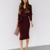 Clothing * | Oliv-001 Yara Drape Knit Midi Sweater Dress Plum