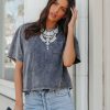 Clothing * | Baga-001 Zendaya Cotton Blend Crop Mineral Wash Tee Graphite Final Sale Tops