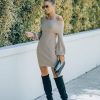 Clothing * | Acoa-001 Dresses Greer Off The Shoulder Sweater Dress Taupe Final Sale