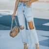 Clothing * | Hidd-002 Canyon High Rise Distressed Crop Flare Denim