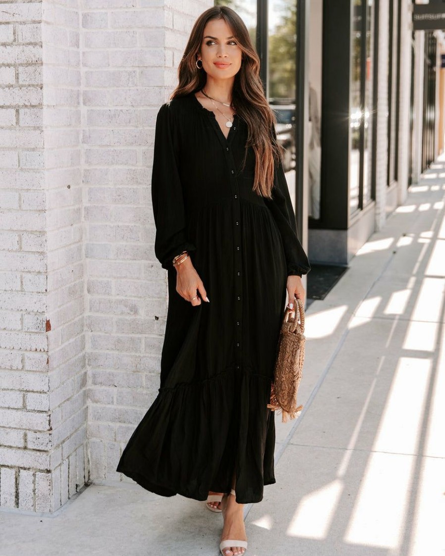 Clothing * | Love-003 Never Basic Pocketed Maxi Dress Black