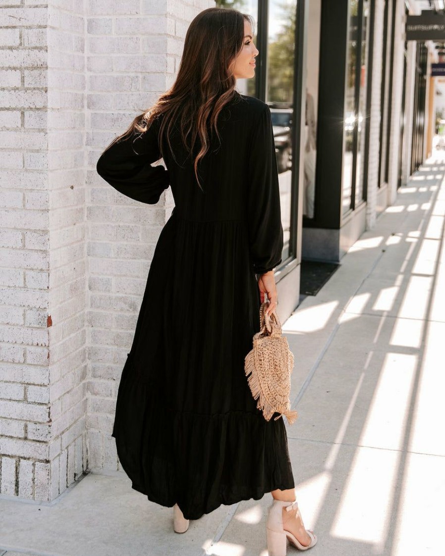 Clothing * | Love-003 Never Basic Pocketed Maxi Dress Black