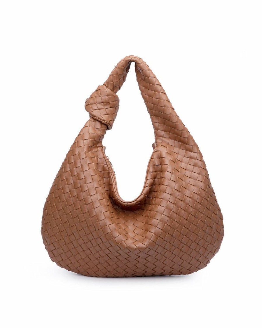 Bags * | Urba-001 Harper Woven Faux Leather Handbag Tan Final Sale Sunny Daze