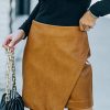 Clothing * | Skie-001 Sindy Faux Leather Mini Skirt Camel Final Sale Bottoms