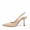 Shoes * | Prim-001 Fancy Faux Suede Pointed Kitten Heel Beige Final Sale