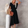 Clothing * | In L-001 Nolani Smocked Midi Dress Black Dresses