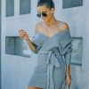 Clothing * | Oliv-001 Fatal Attraction Kimono Sweater Dress Heather Grey Final Sale