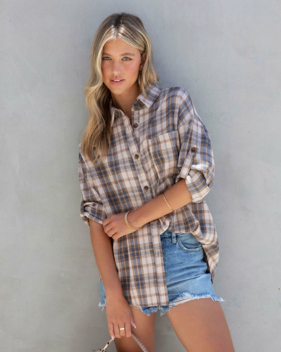 Clothing * | Pape-001 Tops Friday Night Lights Plaid Button Down Top