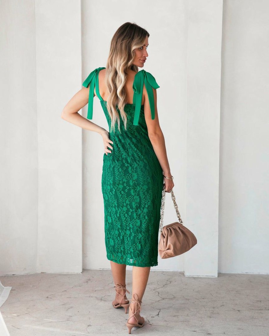 Clothing * | Aeom-001 Endless Love Story Lace Midi Dress Green