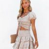 Clothing * | Oliv-001 Centenario Cotton Tiered Mini Skirt Taupe