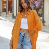 Clothing * | Baga-001 Take Me To Miami Ania Cotton Blend Pocketed Button Down Top Orange Final Sale