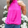 Clothing * | Tych-001 Dionne Satin Halter Top Fuchsia Final Sale Take Me To Miami