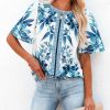 Clothing * | Salt-001 Gavanna Floral Printed Blouse Final Sale Sweet Summertime