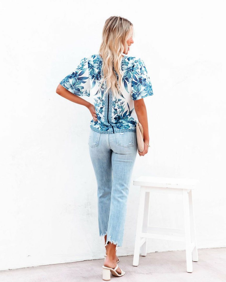 Clothing * | Salt-001 Gavanna Floral Printed Blouse Final Sale Sweet Summertime