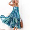 Clothing * | Z&L-001 Waterdrop Tiered Shimmer Midi Dress Blue Multi