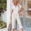 Clothing * | Dres-001 The Vacation Shop Campanella Pocketed Jumpsuit Oatmeal