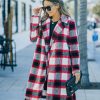 Clothing * | A.Peach Wishful Winter Pocketed Plaid Coat Red Final Sale Coats & Jackets