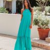 Clothing * | Tych-001 Sweet Talk Halter Maxi Dress Turquoise Final Sale The Vacation Shop