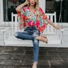 Clothing * | Oliv-001 Tropicana Floral Kimono Top Final Sale Tops