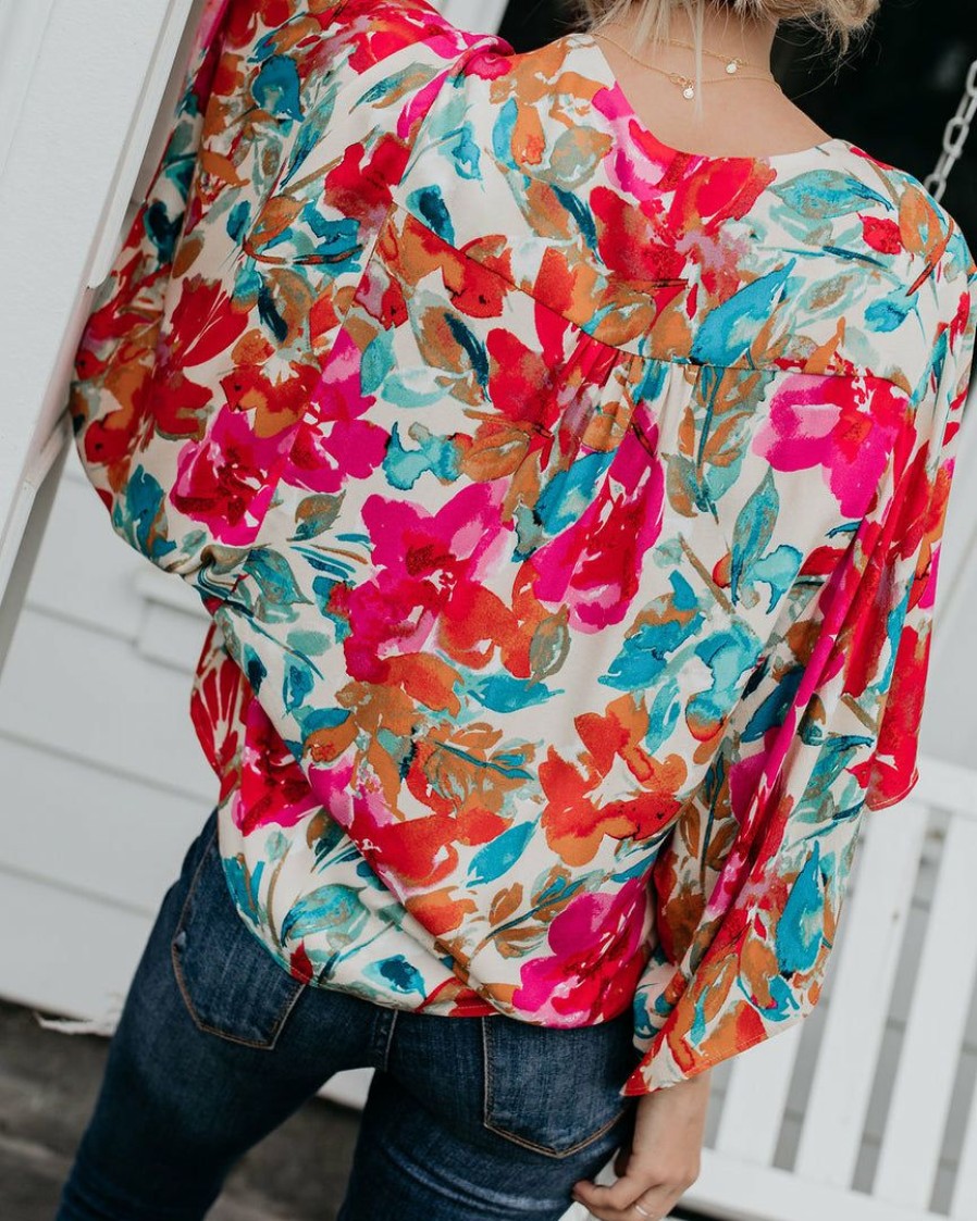 Clothing * | Oliv-001 Tropicana Floral Kimono Top Final Sale Tops