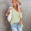 Clothing * | Flaw-001 Between Us Thermal Knit Top Lime Final Sale